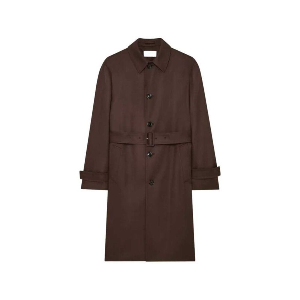 Lardini Men Single-Breasted Wool Trench Coat